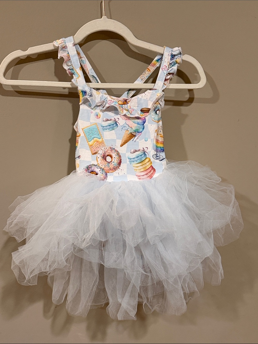White Tulle Tutu Dress with Candy Print Bodice
